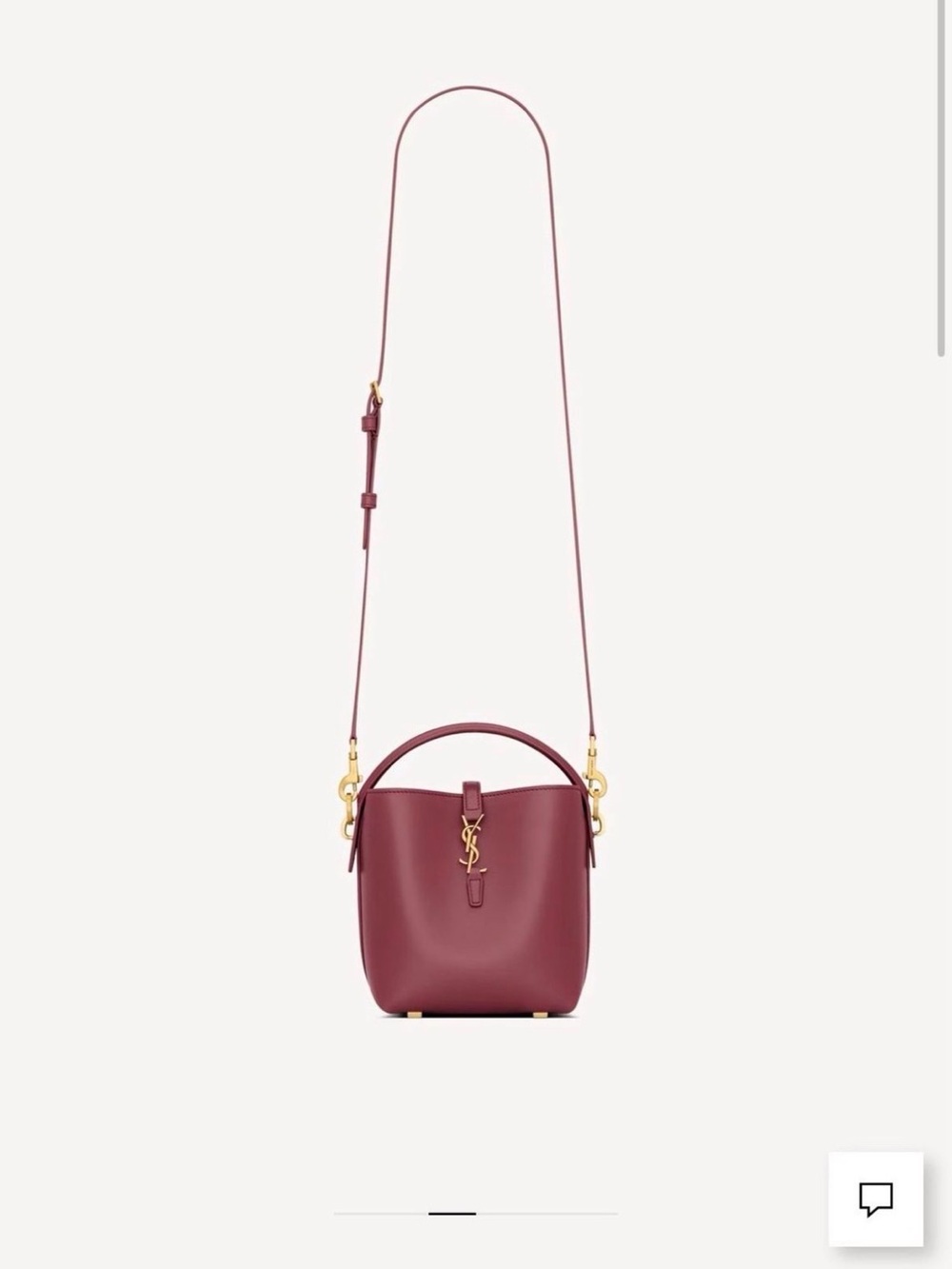 Saint Laurent Wine Red Leather Mini Bucket Bag with Gold YSL - Picture 4 of 6
